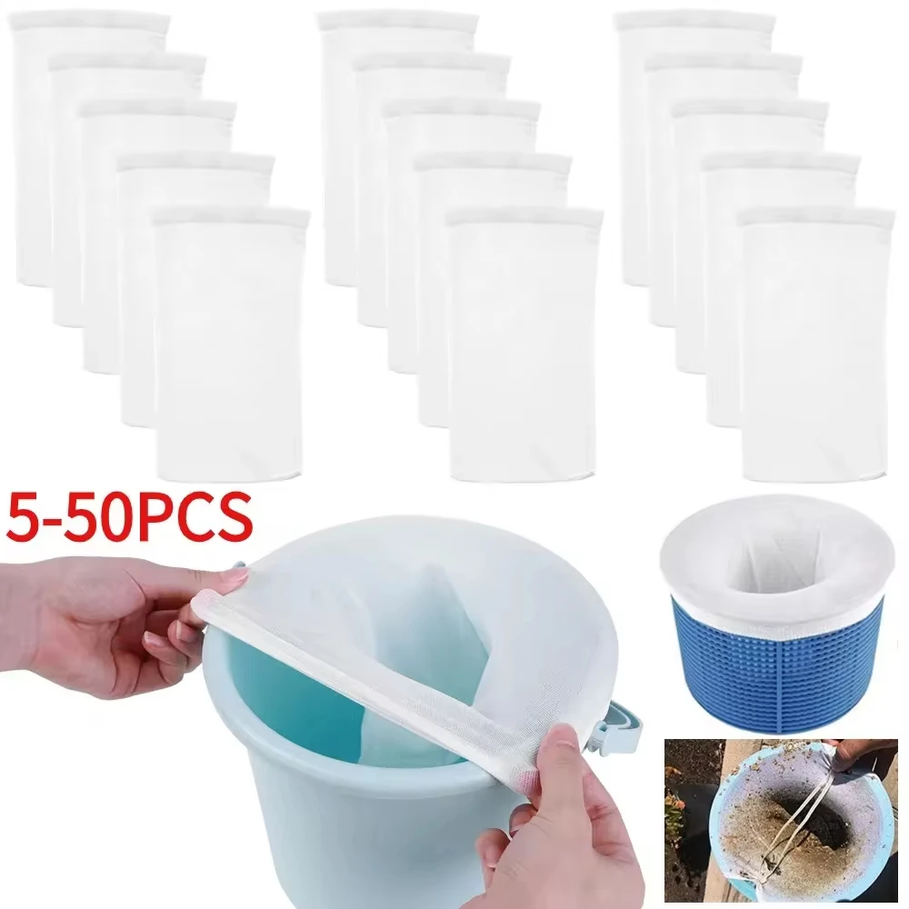 Pool Skimmer Socks 50-Pack - Reusable Filter Basket Protectors For Cleaner Pool Water
