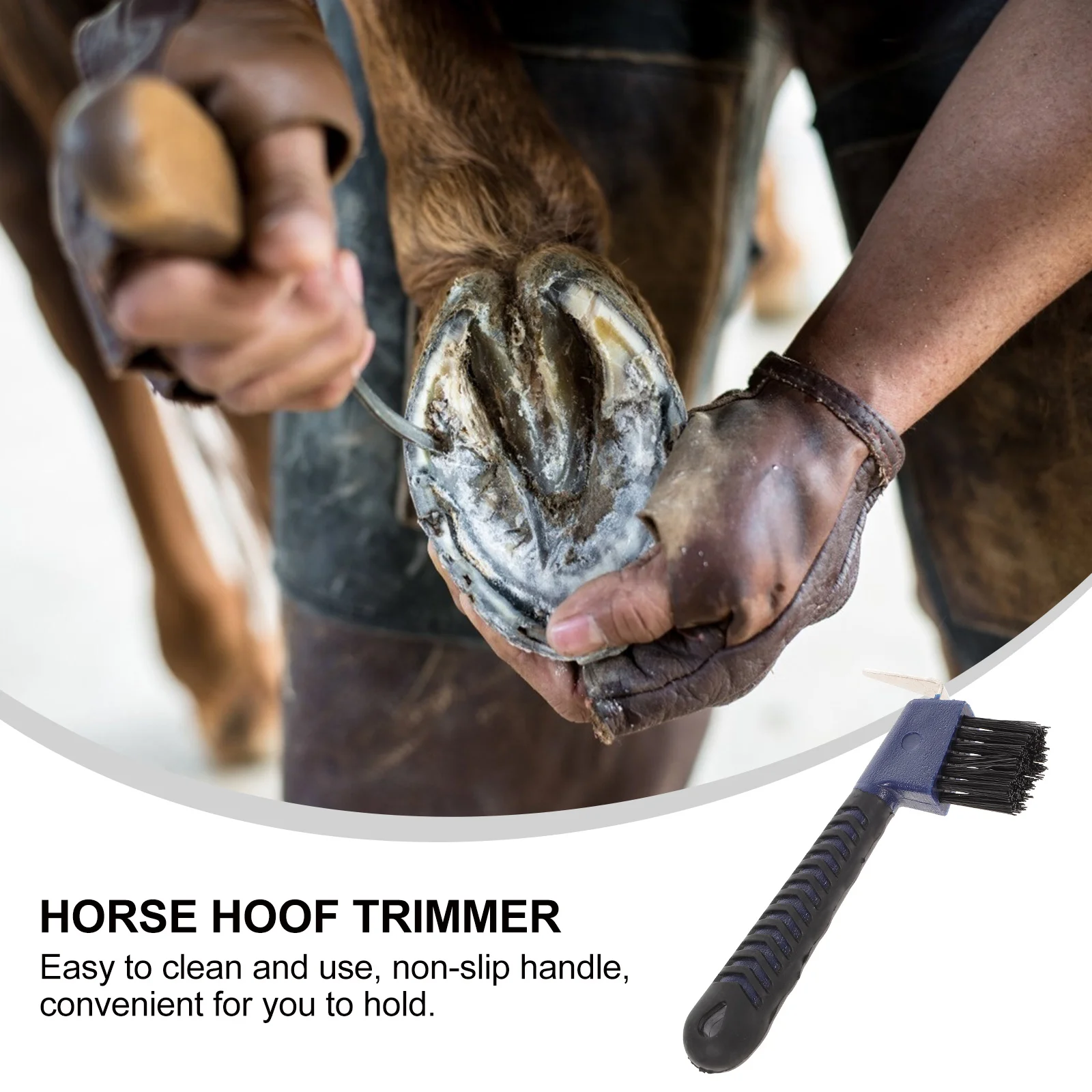 1PC Horse Hoof Pick Anti- Practical Grip Hoof Pick with Brush Horse Grooming Tools Cleaning Tools 3