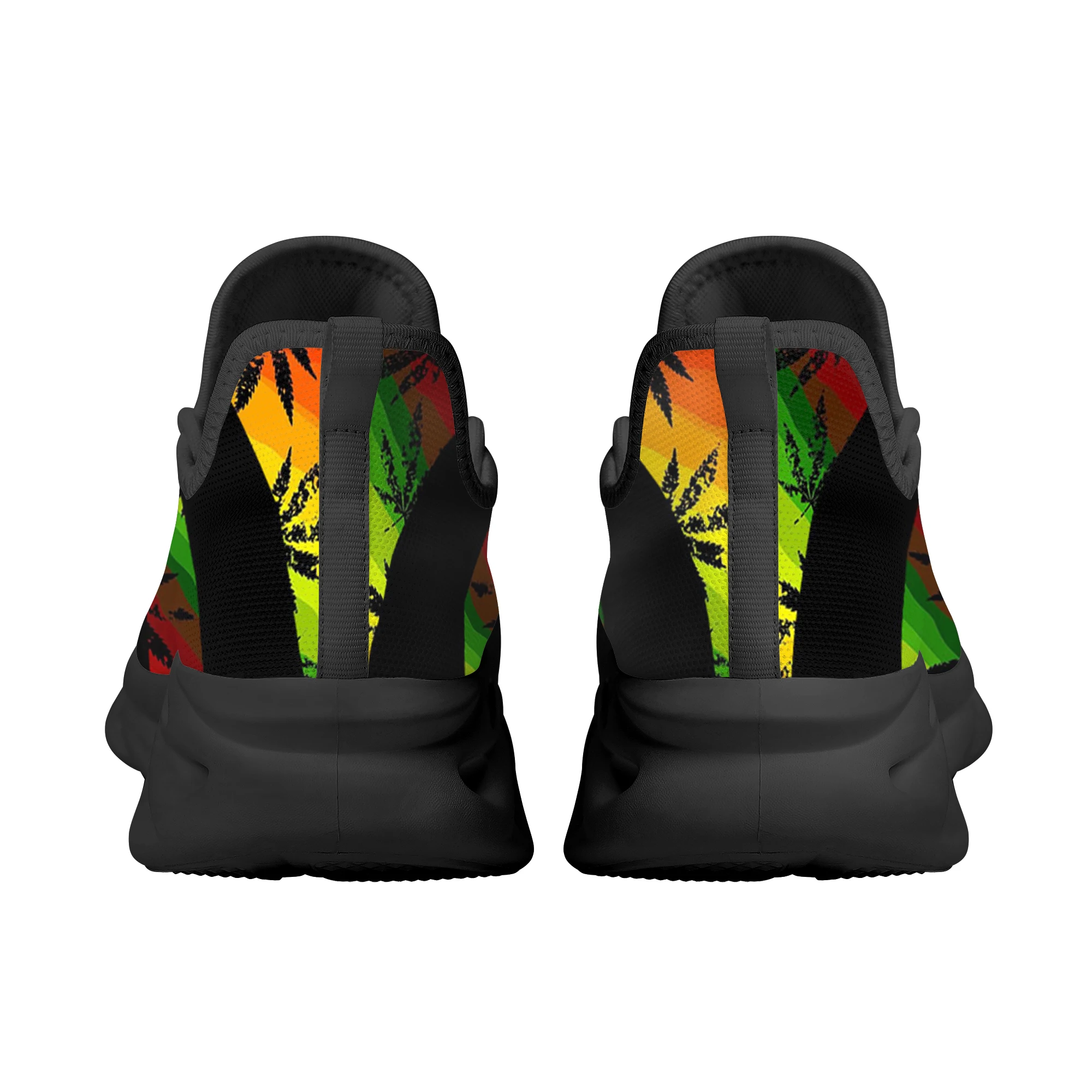 Hot Style Lace-up Sneakers Gradient Weed Leaves Printed Women Flat Shoes Breathable Casual Footwear Zapatos