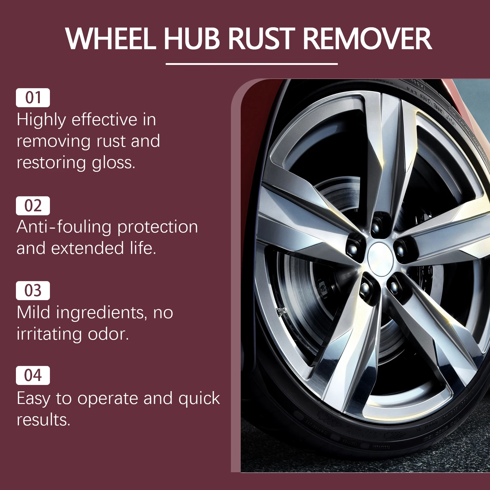 Wheel Iron Remover Premium Wheel Rim Rust Remover Spray Alloy Cleaner & Polish Car/Truck/Motorcycle Chrome Wheel Hub Cleaner