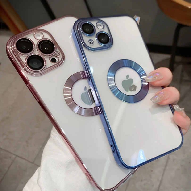 

iPhone 15 with built-in lens film phone case wholesale iPhone 15 14 creative omission label 14 13 transparent electroplated case