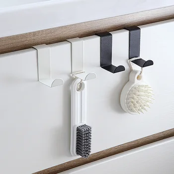 Crochet de porte d'armoire de salle de bain en forme de Z, porte arrière en acier inoxydable, porte-clés, patère, accessoires de cuisine à domicile, outil d'organisation 1