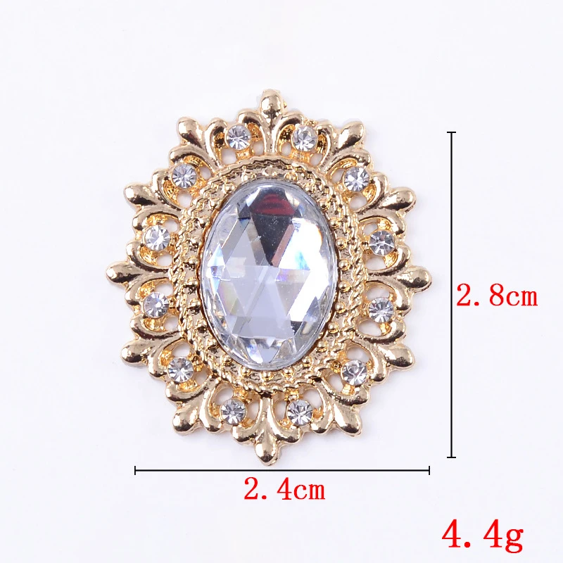 Gold Alloy Decorative Acrylic Buttons, 10PCS - Ideal for Clothing, Packaging, and Hair Accessories