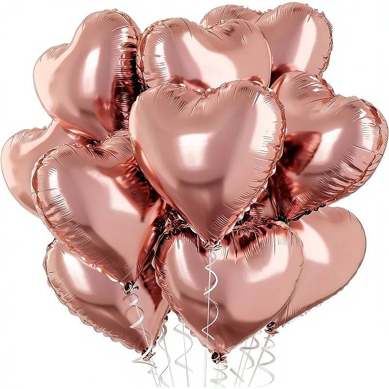 10–50 Stück rot-rosa herzförmige Folienballons, Valentinstagszubehör, Herzballon-Dekorationen, Hochzeits- und Brautparty-Zubehör – Detail 1
