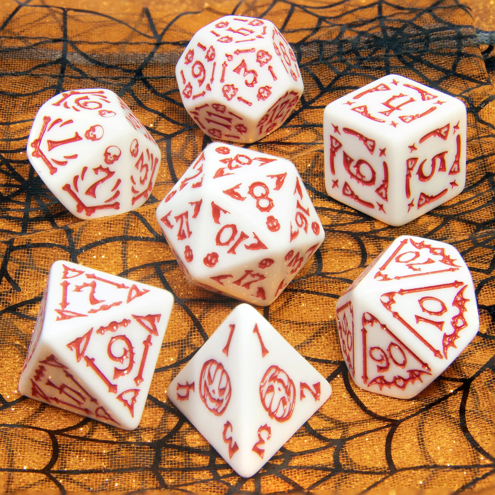 휴일 선물 다면체 주사위 D4-D20으로 보드 게임에 대 한 7pcs DND 주사위 할로윈 테마 주사위