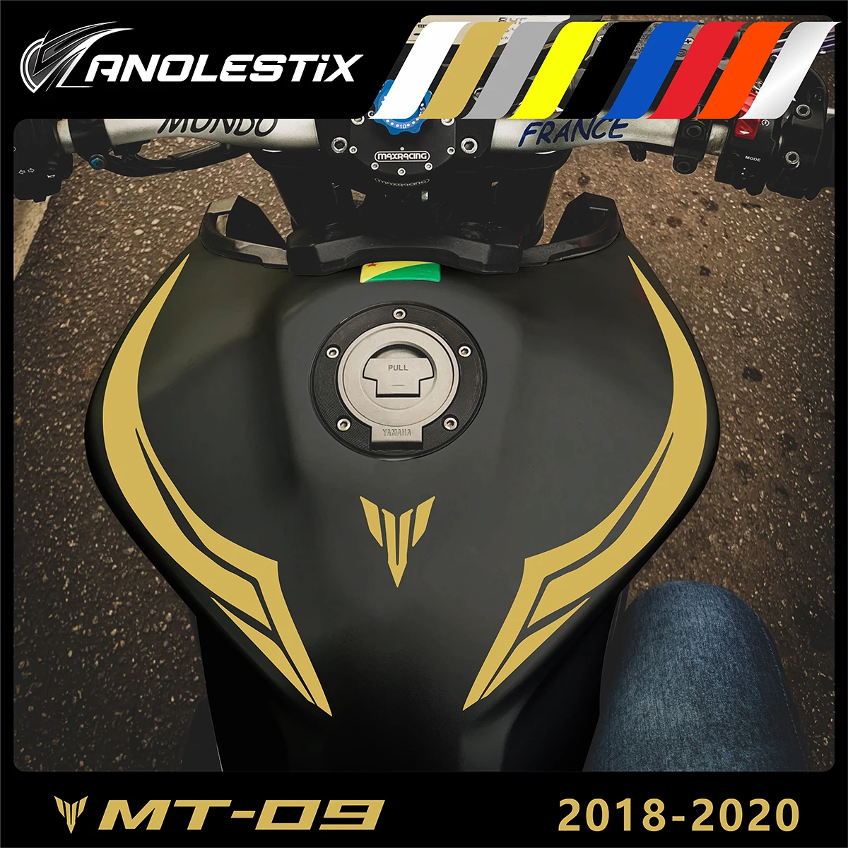 AnoleStix Reflective Vinyl Motorcycle Stickers New Tank Curve Decals Logo For Yamaha MT09 MT-09 FZ09 FZ-09 2018 2019 2020