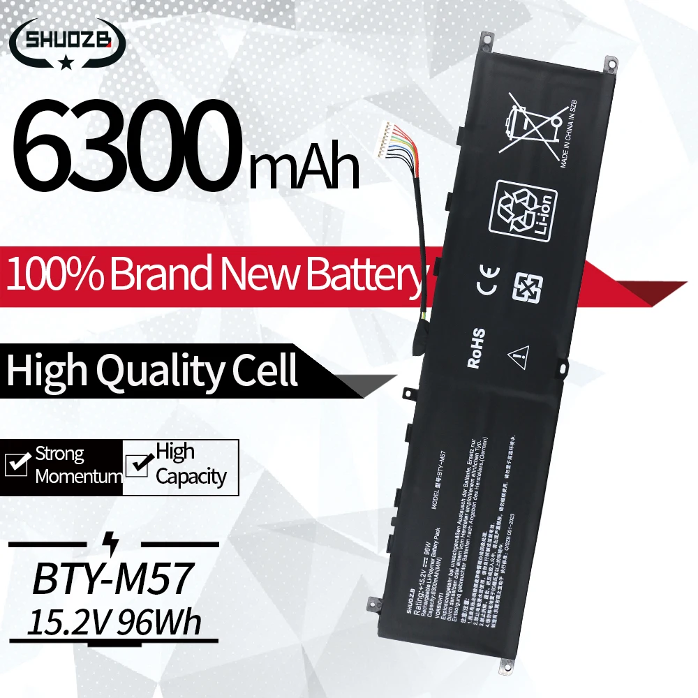 Bateria do Portátil para Msi Gp66 Gp76 Ms17k3 Leopard Série 10ug 15.2v 96wh 6300mah Ferramentas Gratuitas Novo Bty-m57