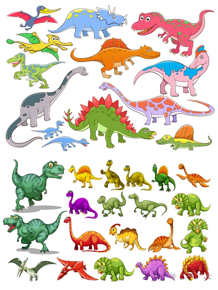 Cartoon Tyrannosaurus Rex /Triceratops Iron On Transfer Patch Fai Da Te Per Bambini Strisce Appliques Stampa Per I Vestiti