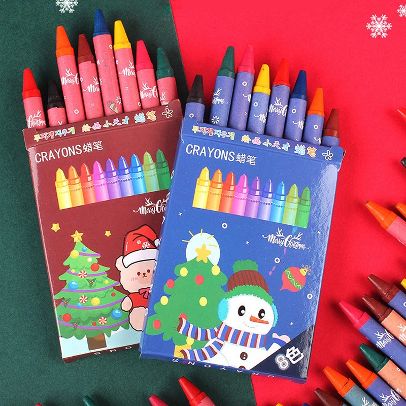 

Детские карандаши, Рождественский набор, канцелярские принадлежности, 8 цветов, детский подарок на день рождения, сумка, детский день, рождественский подарок DS29