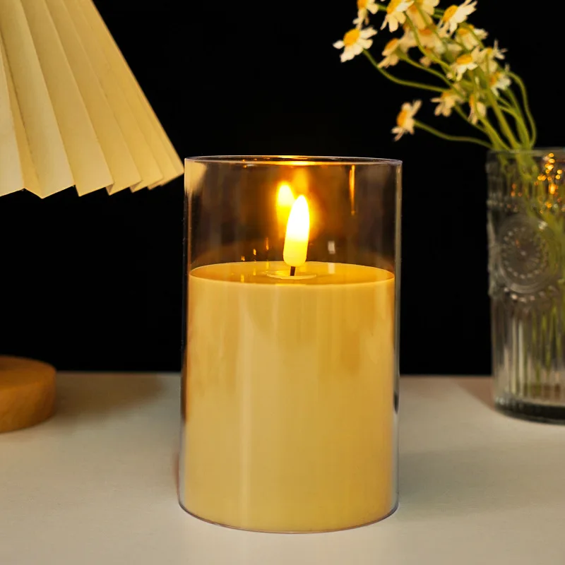 LED عديمة اللهب الشموع الكهربائية مصباح الاكريليك...