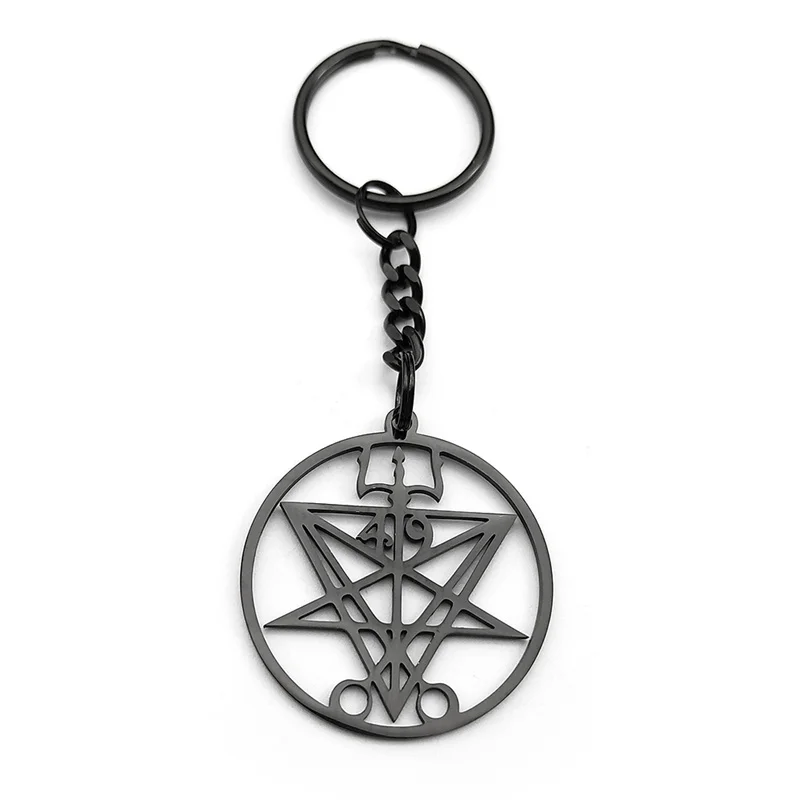 Lucifer Sigil Stainless Steel Keychain - Occult Symbol Key Ring Jewelry