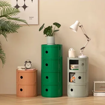 Creative Modular Bedside Table Large Capacity Round Bedside Cabinet Small Cabinet Bedroom Simple Storage Narrow Side Cabinet 1