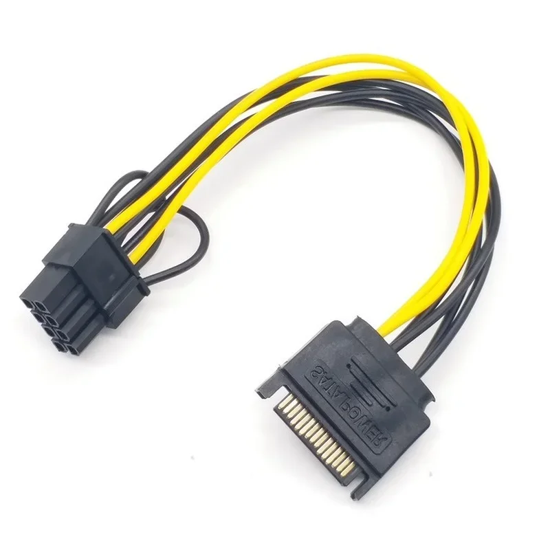 20cm High Speed 15 Pin SATA Male To 8 Pin(6+2) PCI-E Power Supply Cable SATA Cable 15-pin To 8 Pin Cable