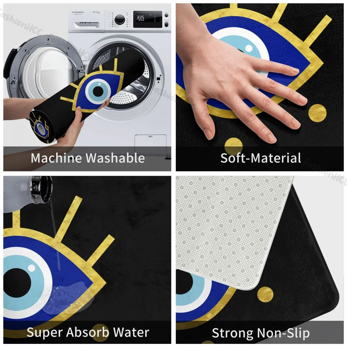 Non-slip Doormat Kitchen Mat Mediterranean Evil Eye Protection Nazar Balcony Carpet Welcome Rug Bedroom Decorative floor mat non slip mat door mat