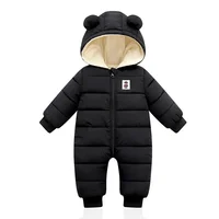 Baby jumpsuit winter new plush and thick hooded down climbing suit for babies to go out and hug clothes, newborn cotton jacket 5