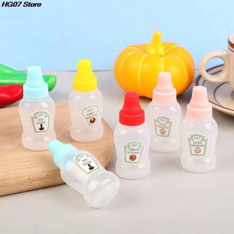 1PC 4Pcs Mini Cute Tomato Ketchup Bottle Portable Small Sauce Container Salad Dressing Container Pantry Containers For Bento Box