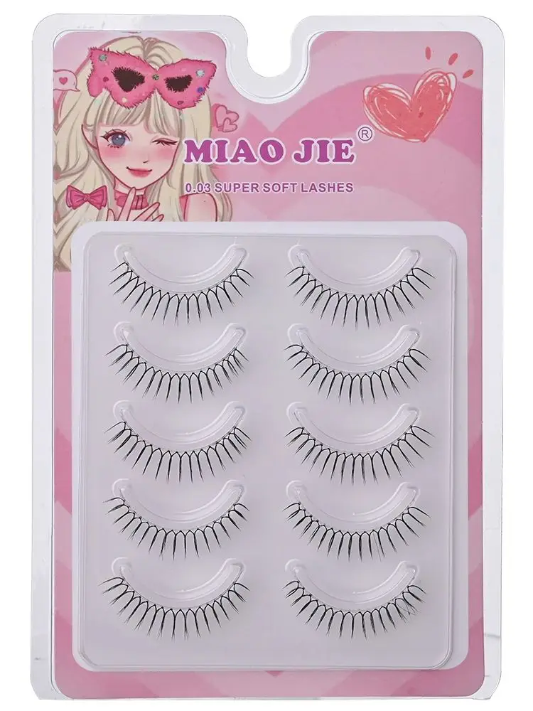 MIAOJIE Korean U-shaped False Eyelashes Zhang Yuanying False Eyelashes Natural Wispy Soft V Shaped Lash Extension Comic Eye Clea