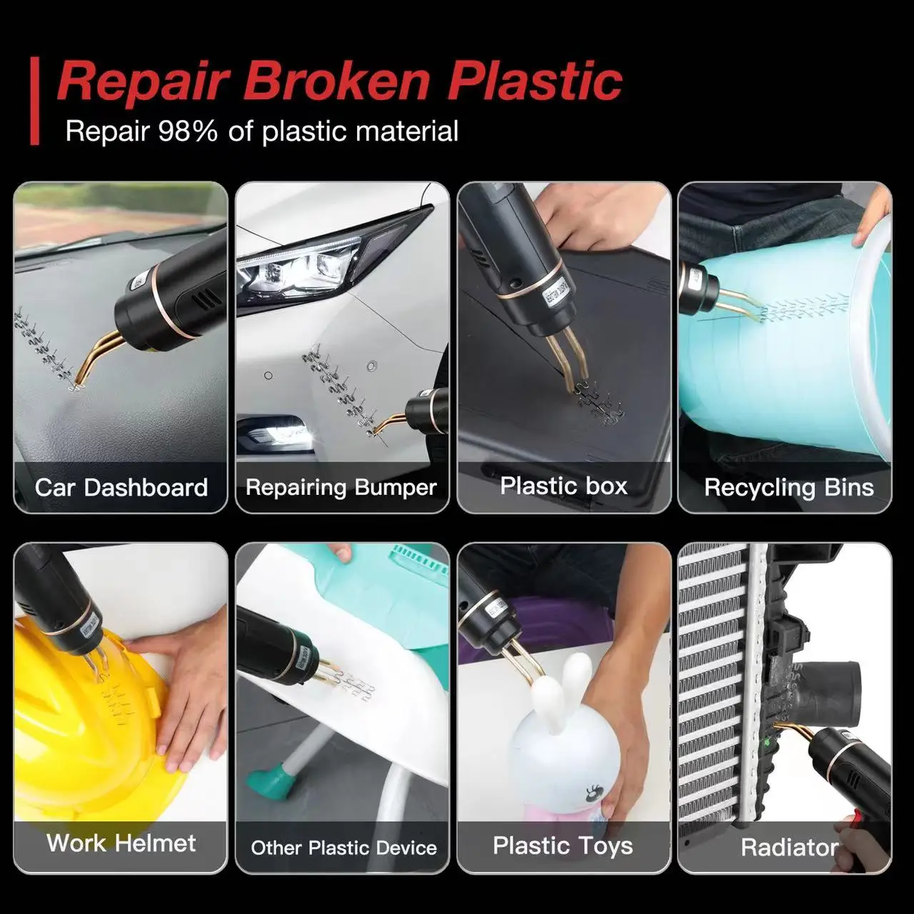 Soldering Iron 200W Hot Stapler Plastic Welders Rechargeable Plastic Welding Machine Bumper Repair Kit Car Bumper Repair