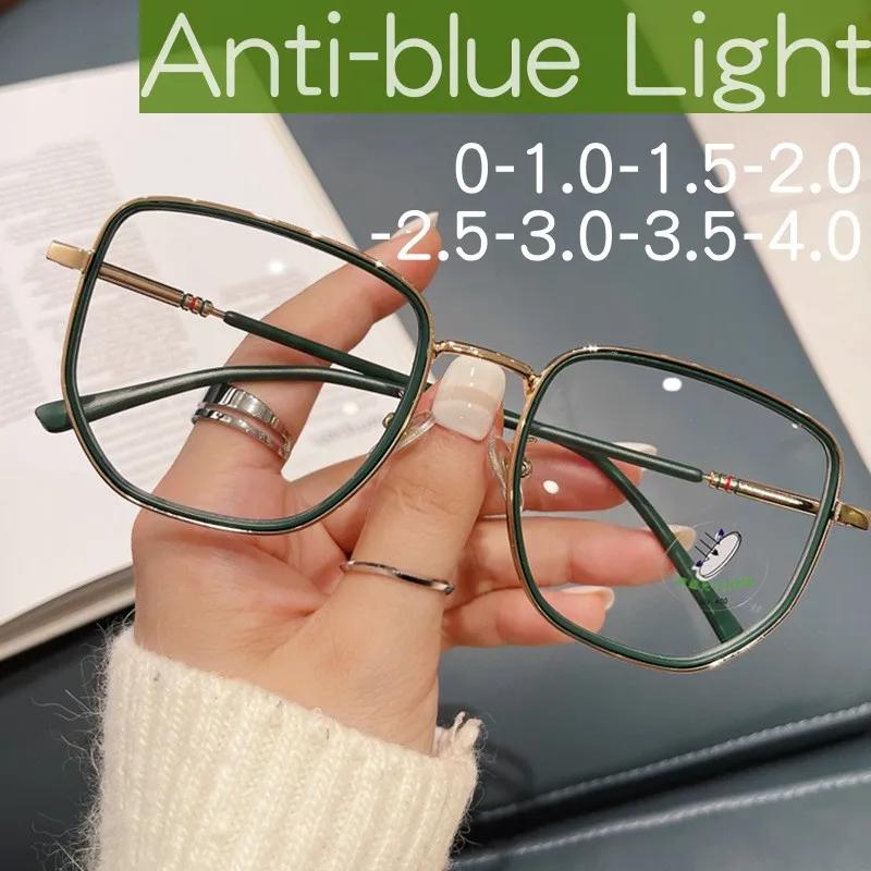 

High Quality Womens Myopia Glasses Big Large Frame Anti-blue Light Eyeglasses Fashion Clear Lens Degree Eyewear Minus Diopter