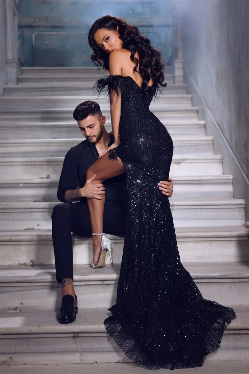 black prom dress heels Evening Dress With Clear Sexy Mermaid Black Dresses 2025 Luxury Evening Gowns Oh Polly Zeta Sheer 1920 dresses Size:35.5 (US 5.5) inch High Heel Ballet