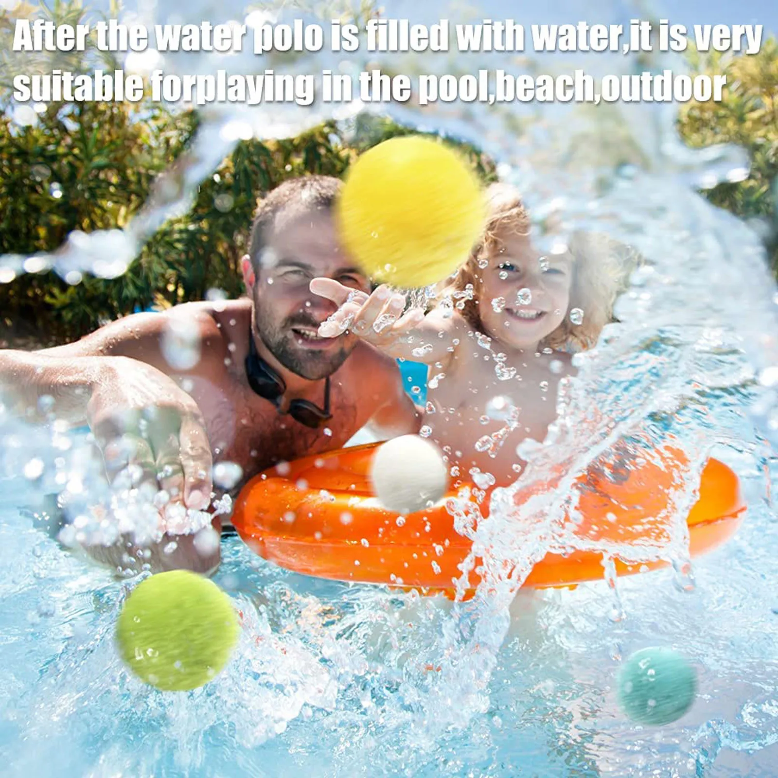 10-20pcs Reusable Water Balls Water Splash Beach Balls Absorbent Cotton Soaker Bomb Outdoor Pool Beach Summer Party Toys