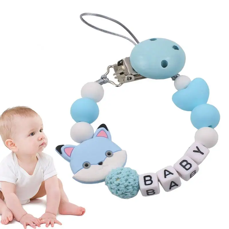 

Bear Pacifier Clip Silicone Pacifier Strap With Beads Bear Design Rust-Free Holders For Baby Boy And Girl Teething Relief Gift