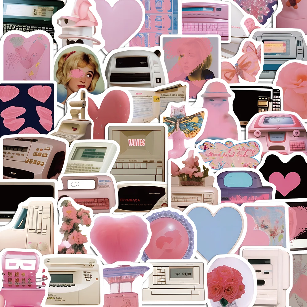

10/50PCS Y2K Retro Vintage Pink Style Stickers Pack DIY Skateboard Motorcycle Suitcase Stationery Decals Decor Phone Laptop Toys