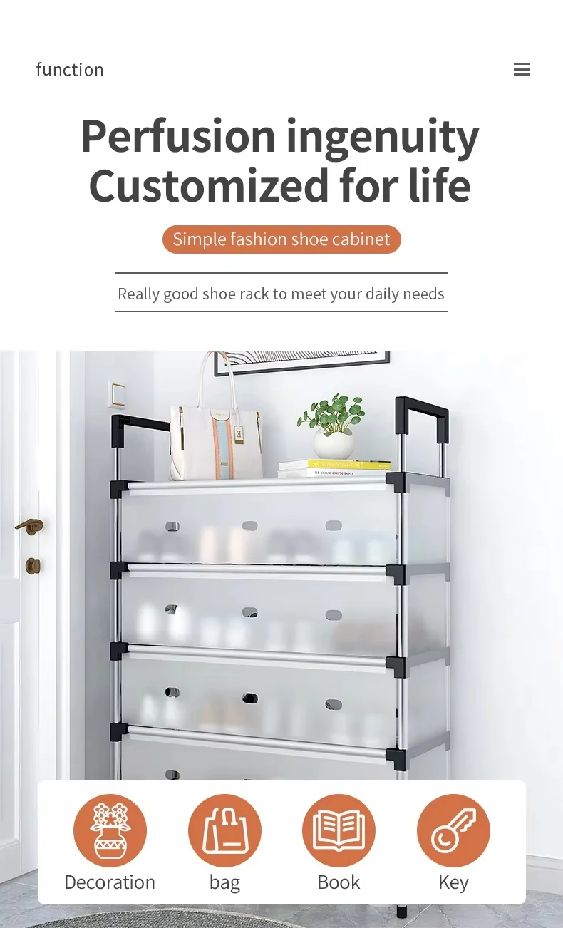 Dustproof Shoes Rack Shoes Shelf Diy Assemble Space-Saving Shoe Cabinet - 6 Layer