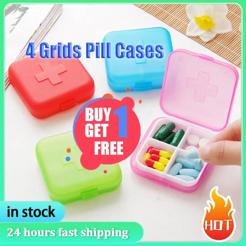 

Mini Portable Pills Organizer Case 4 Grids PillBox Tablet Storage Container Weekly Medicine Pill's Box Pill Case Drug Dispense