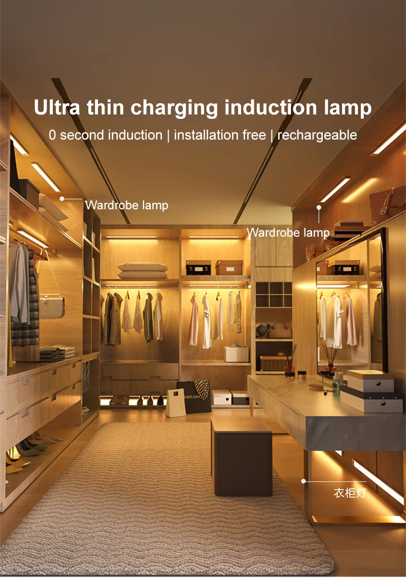 Description Picture 2 of itemLED Night Light Wireless Under Cabinet Lamp Tube Motion Sensor Closet Bulb USB Rechargeable Bedroom Detector Lighting Bar CP