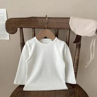 Spring Fashion Baby Boys Girls Solid Fashion Long Sleeves T-Shirt Infant Cotton Casual Tees Kid Korean Tops Clothes for 3-36M 3