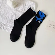  Three dimensional Green small petal flower solid color medium tube socks lovely fashion comfortable pure cotton  stockings 