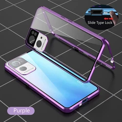 360° Double-Sided Magnetic Glass Phone Case with Lens Protection - Metal Design for Realme 13 Pro 5G (PURPLE)