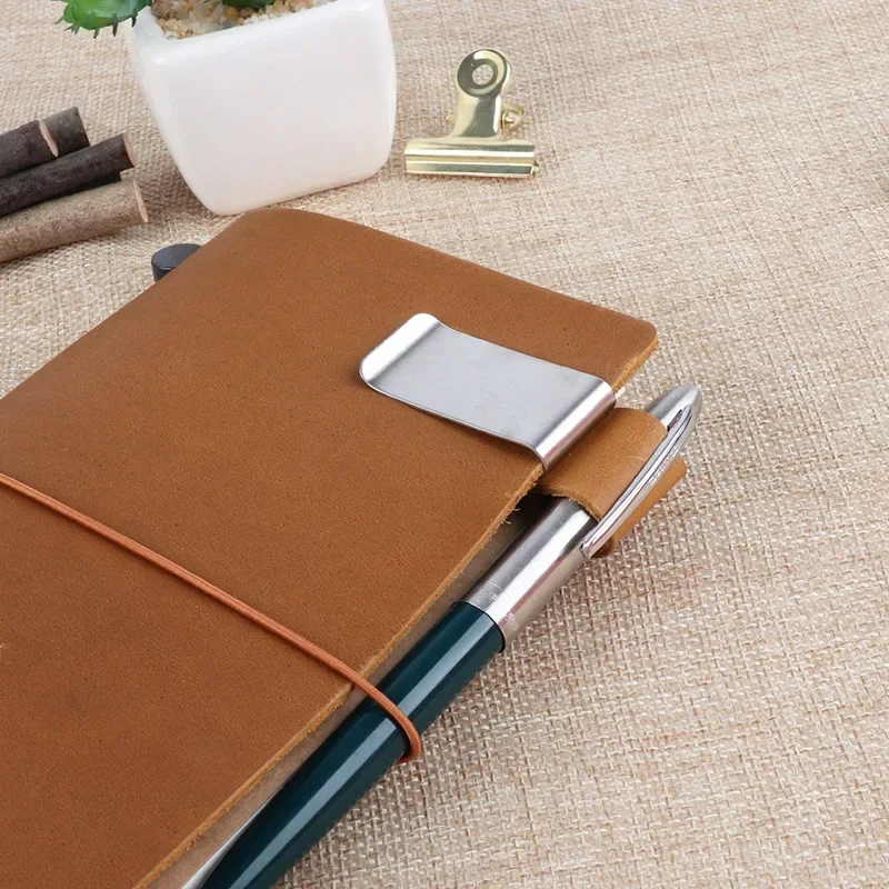 Travelers Notebook Pen Holder 1pc Retro Metal Leather Pen Clip For Midori Travelers Notebook Diary Pen holder Pen and brush holder Pen clip