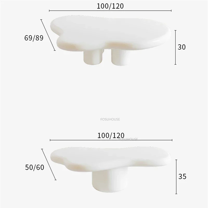 Modern Living Room Coffee Tables for Caf&eacute; Furniture Irregular White side Table Creative Cream Series Upscale Large corner Tables
