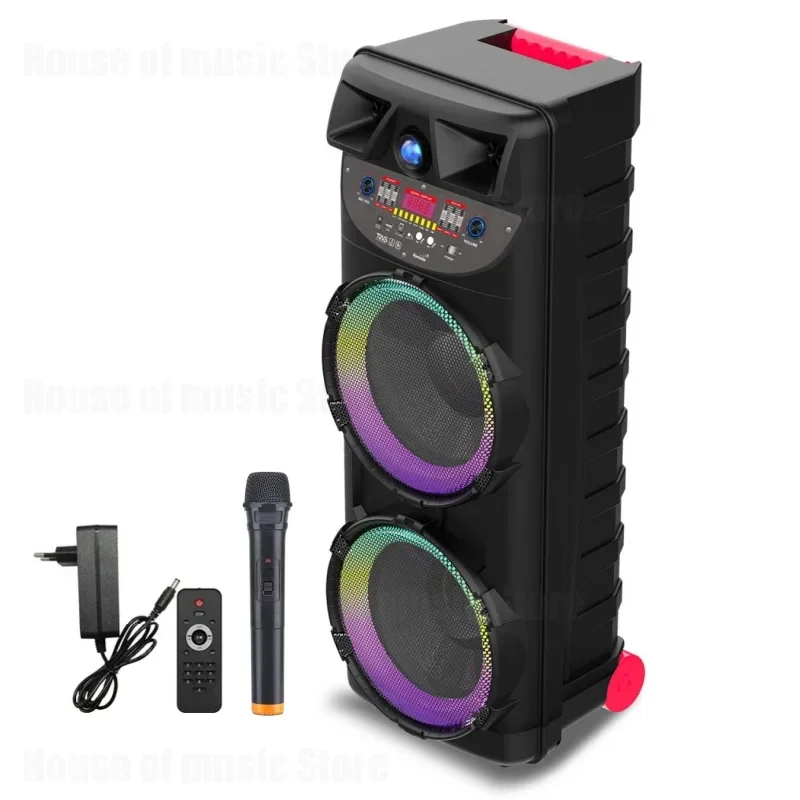 

ZQS10205 Dual 10-inch Pull Rod Speaker 50W Big Power Outdoor Portable Subwoofer Wireless Bluetooth Karaoke Party Audio Equipment