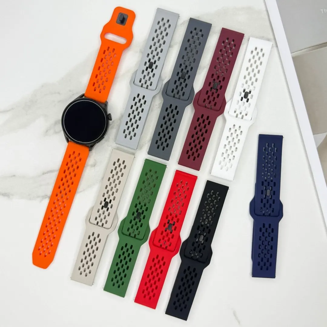 Breathable Silicone Watch Wristband with 20-22mm Adjustable Strap