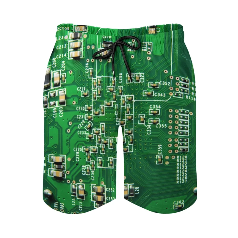 Electronic Motherboard 3D Printed Short Pants Technology Chip Graphic Beach Shorts For Men Clothes Casual Male Trunks Trousers 3
