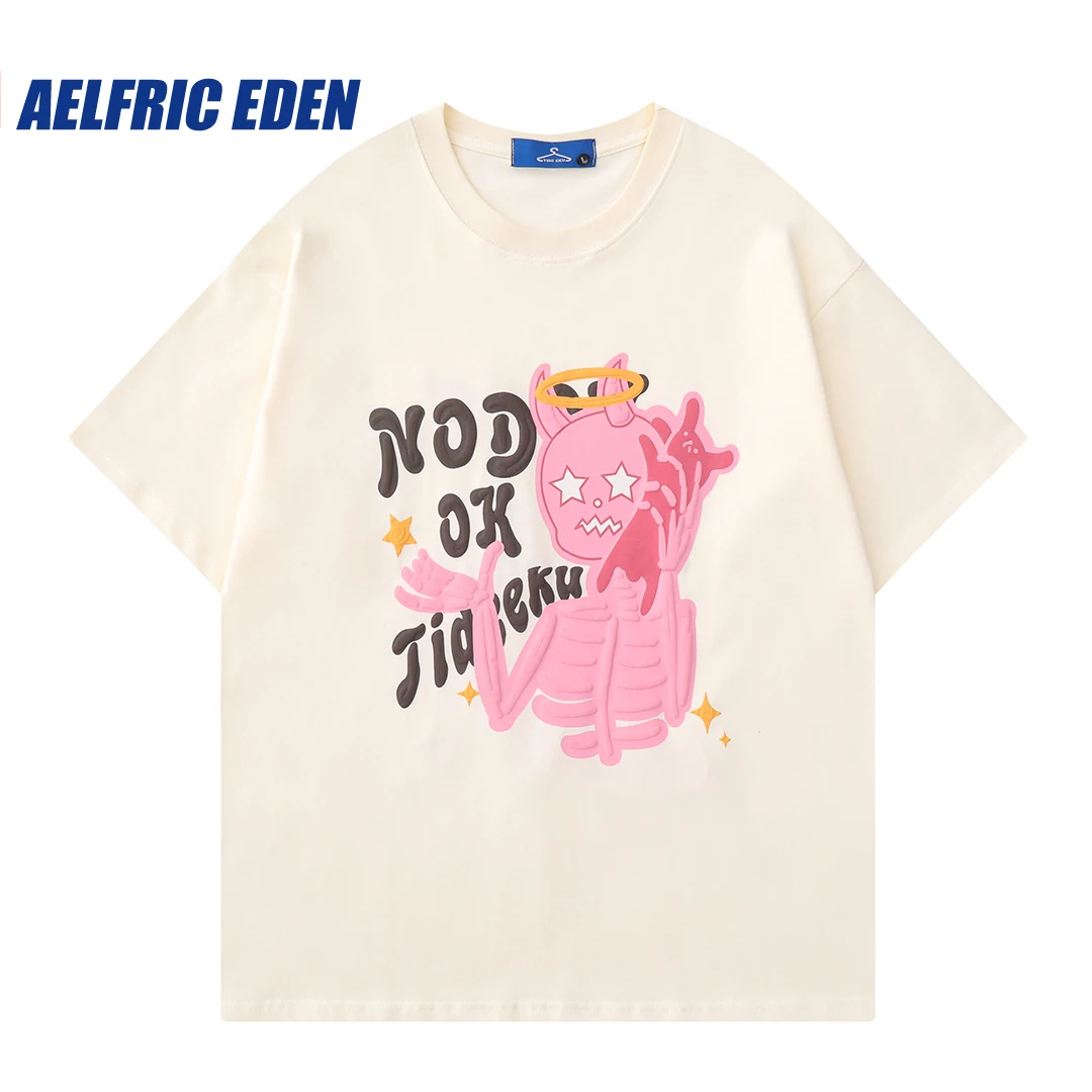 

Aelfric Eden Angel & Devil Graphic Tee Streetwear Hiphop Y2K Harajuku 2023 Summer Casual Cotton TShirt Girl Shortsleeve Top Tees