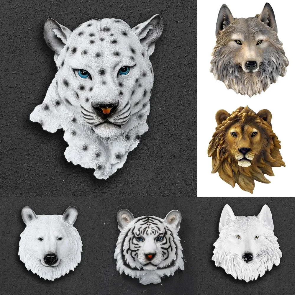 Simulation Animal Head Wall Mount Decor Resin Lion Wolf Tiger Bear Leopard  Statue Animal Wall Hanging Ornaments Home Decor - AliExpress