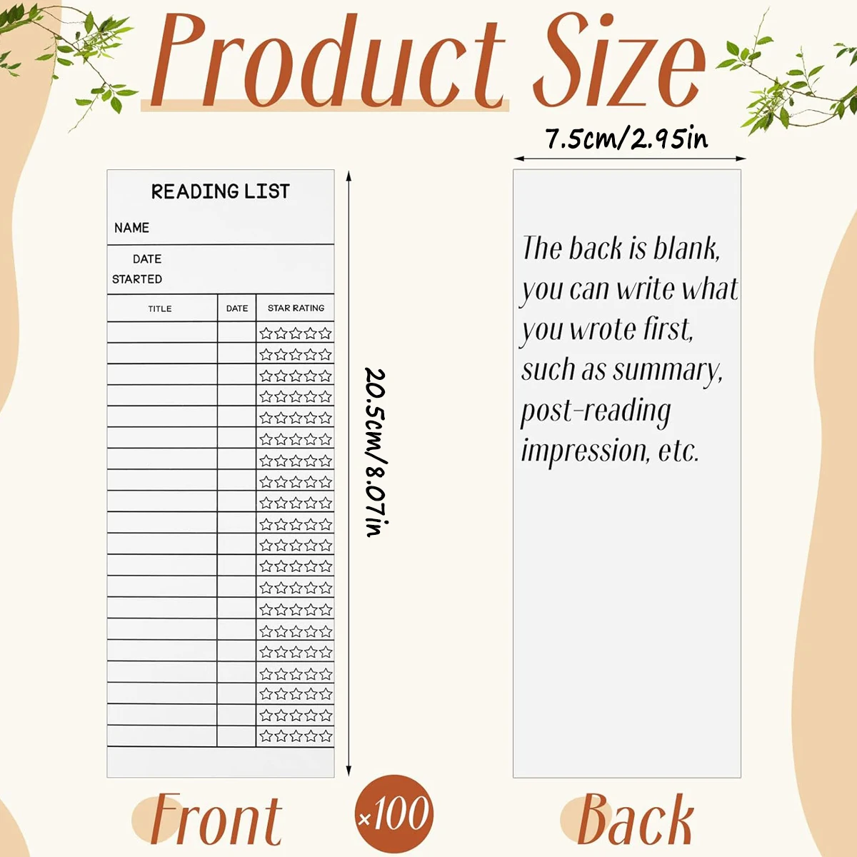 50pcs reading list bookmarks, reading log bookmarks, gifts and literary supplies for reading lovers 2