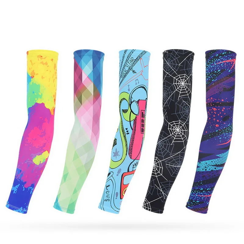 Unisex UV Protection Cooling Tattoo Design Cycling Arm Sleeves