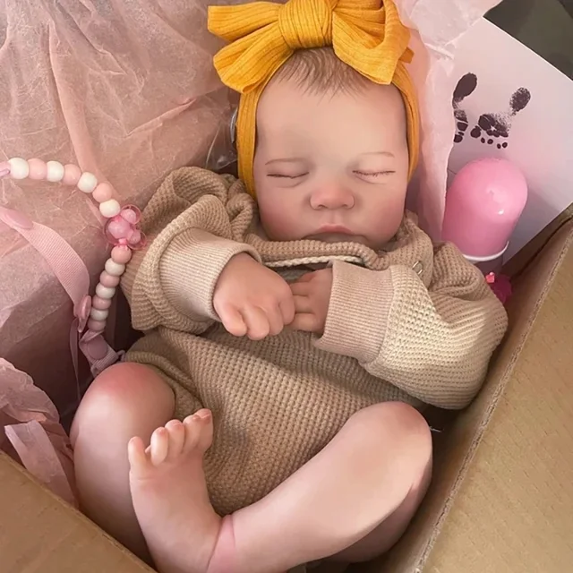 MRB 17inch Levi Reborn Baby Doll Already Painted Finished Sleeping Vinyl Newborn Baby 3D Skin Visible Veins Collectible Art Doll 2