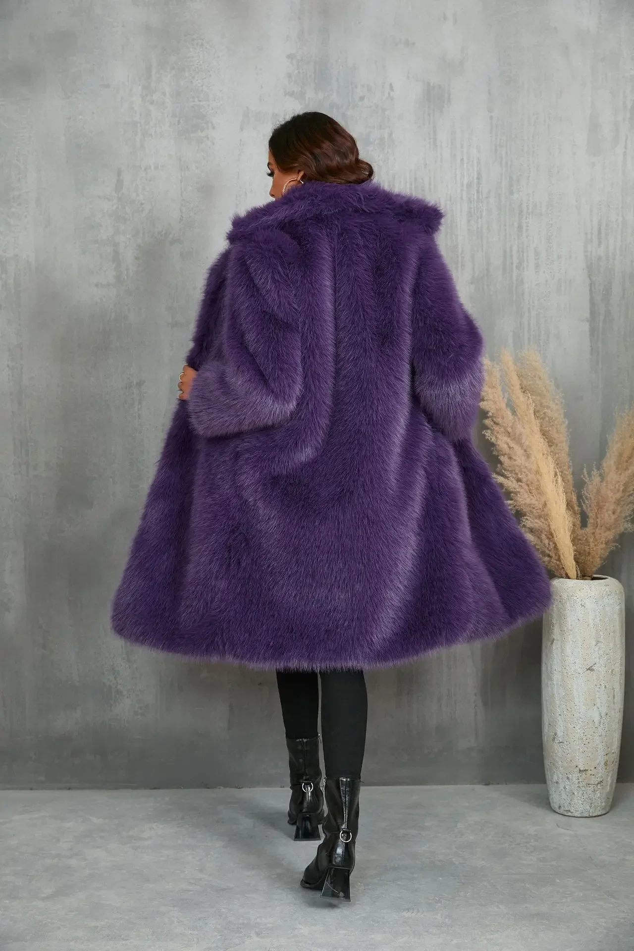 Women Faux Fur Coat Warm Long Sleeve Solid Jacket Fuzzy Coat