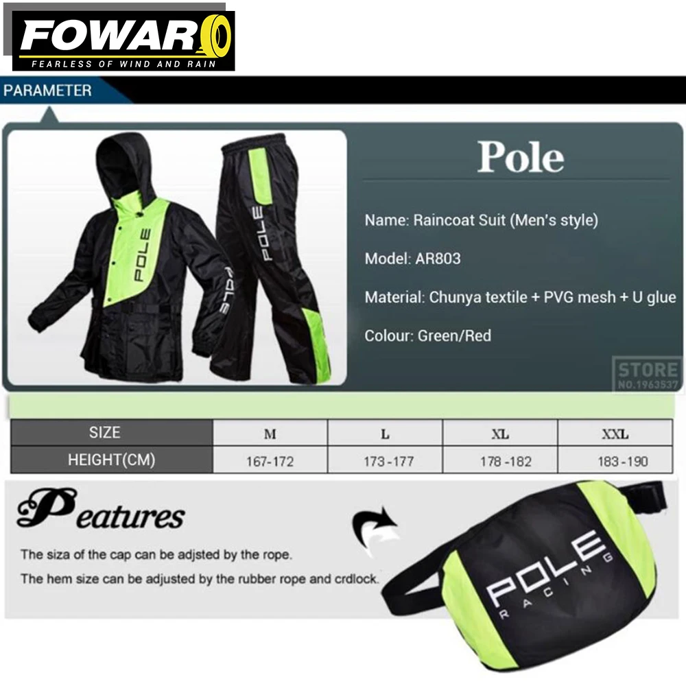 Motorcycle Raincoat Reusable Motorcyclist Protective Gear Top And Bottom Set Men Breathable And Comfortable