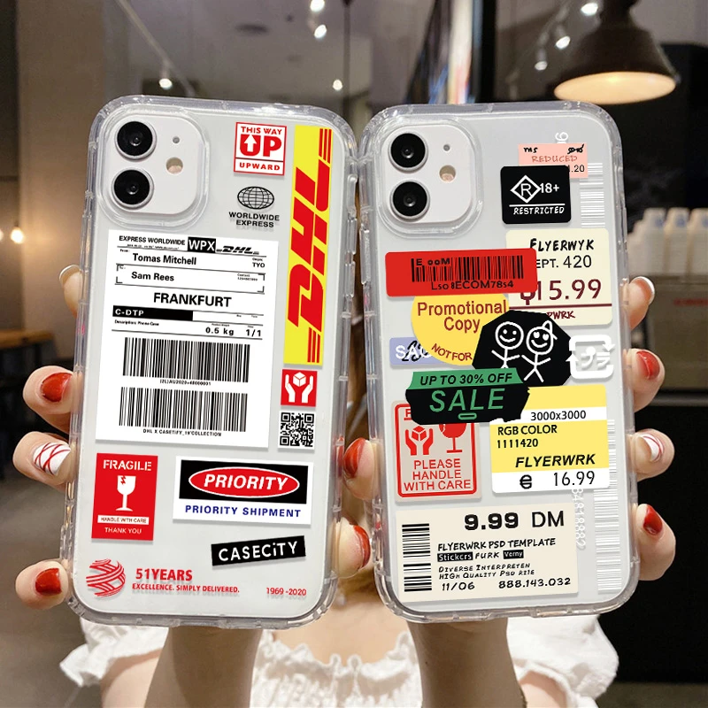 Casing Silikon Label Dicat Mode untuk Iphone 11 12 13 Pro Max XR 7 8 Plus X Xs Max 6 6S SE 2022 2020 Mini Iphone11 Sampul Funda