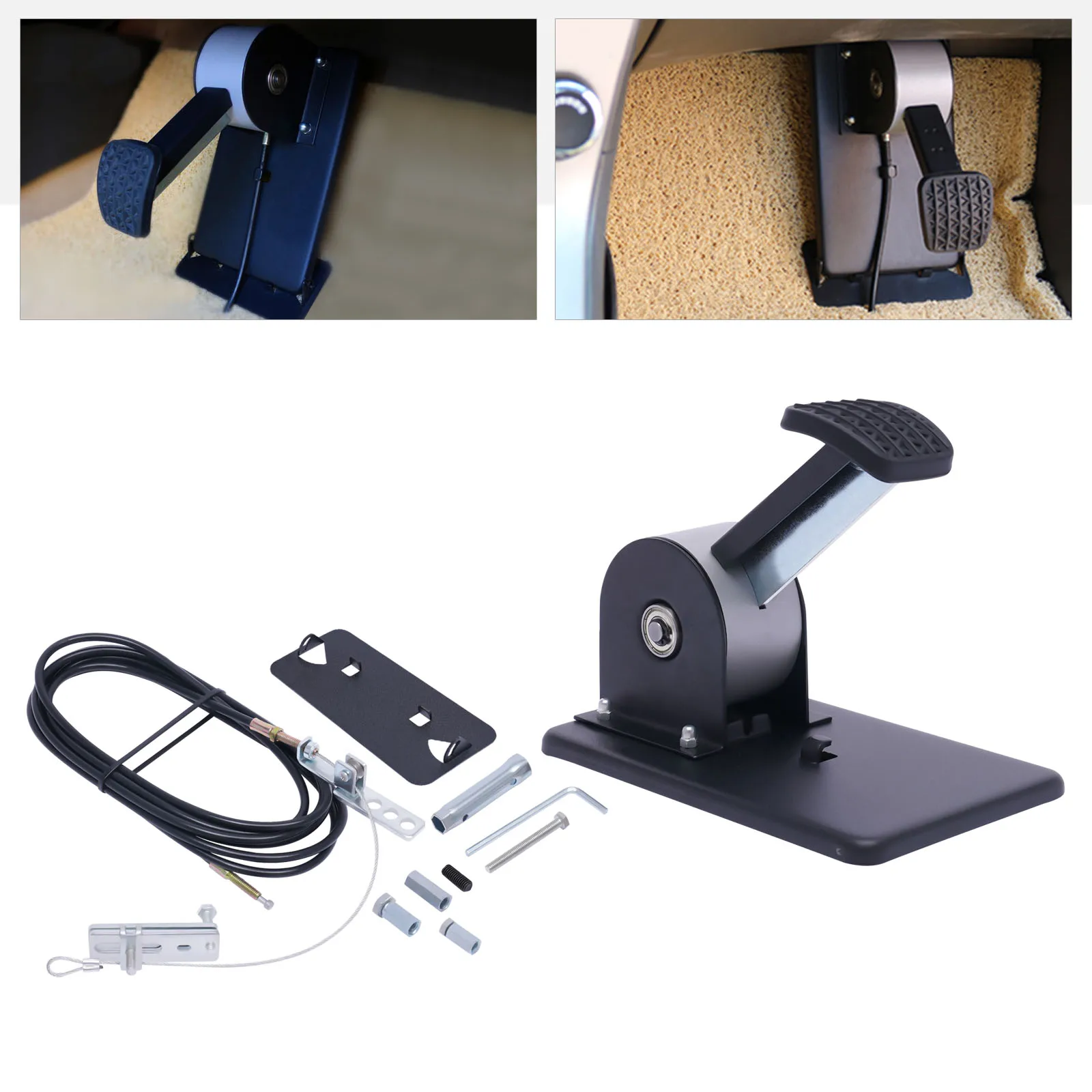 Universal Car Passenger Side Seat Dual Roller Brake New Drivers Education Brake School Instructor with Non-slip Pad Black