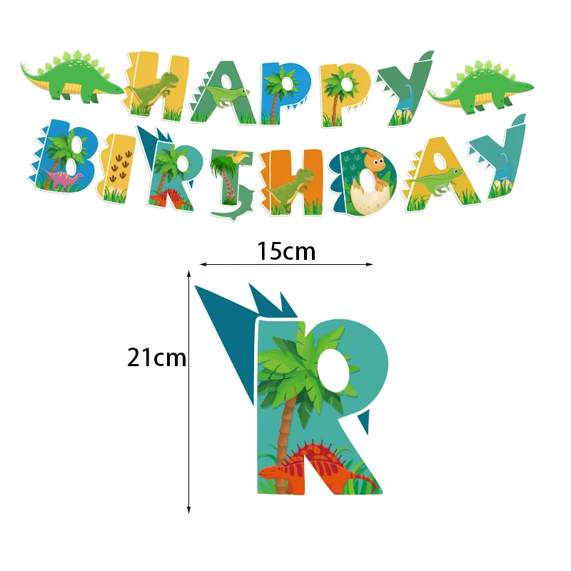 Dinosaur Happy Birthday paper Banner Dinosaur Birthday Party Decorations for Boys Kids Dino Theme Party Garland Flag Supplies