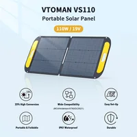 Panneau solaire pliable VTOMAN VS110 110W, surface ETFE étanche IP67, cellules monocristallines à haute efficacité 23%, support réglable, connecteur MC4 pour stations d'alimentation portables, conception conviviale, conception ultra-portable et pliable pour une utilisation nomade 2