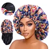 New Large Women Satin Bonnet Hat Layer Reversible Sleep Cap Reversible Adjustable Night Sleep Cover Cap for Curly Natural Hair 1